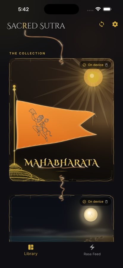 Sacred Sutra library with Mahabharata collection