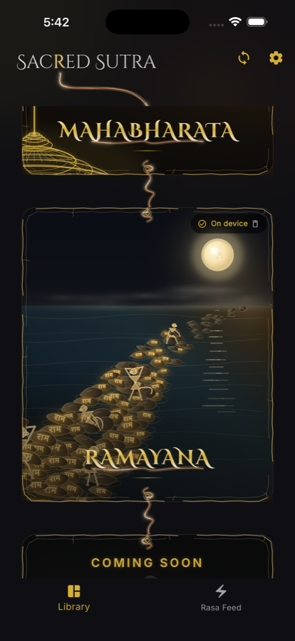 Ramayana on device in the Sacred Sutra library
