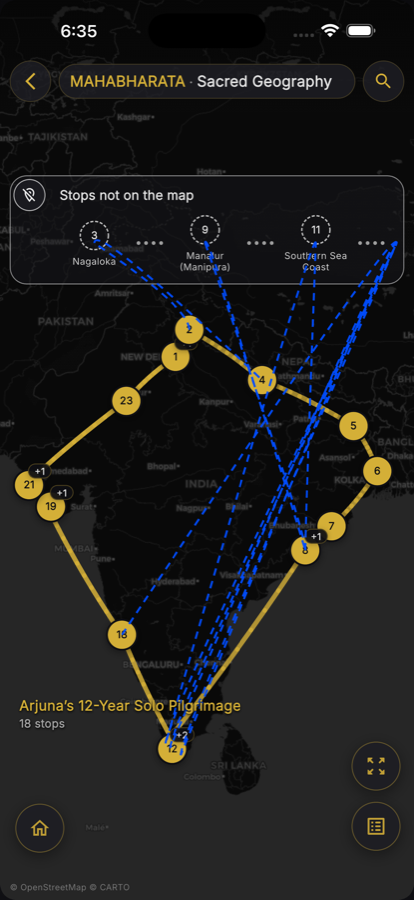 Sacred Geography pilgrimage route on the map